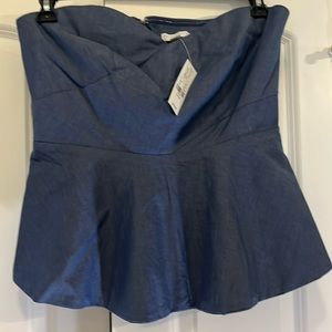 New York & Co Soft Denim Strapless Peplum Top- Large